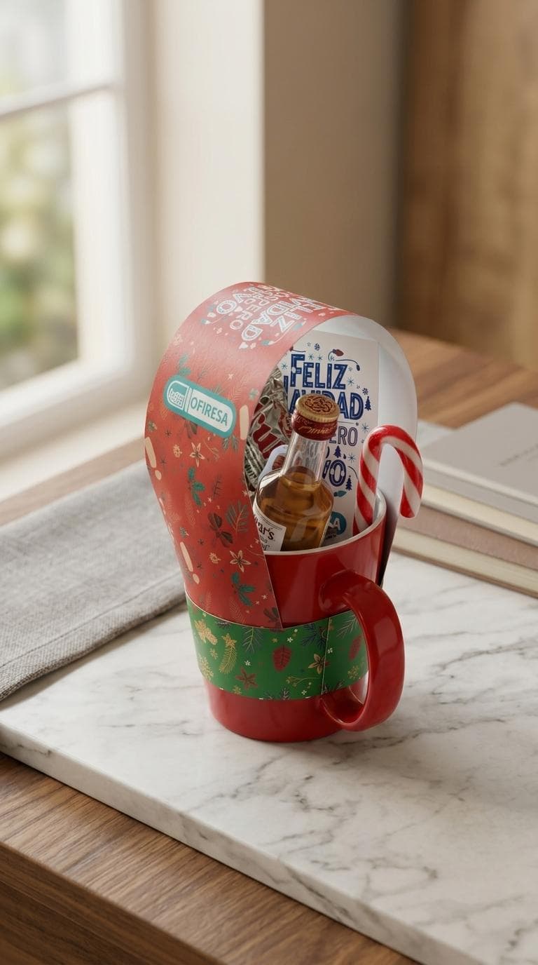 Taza Navideña con Mini Bebida, vista principal