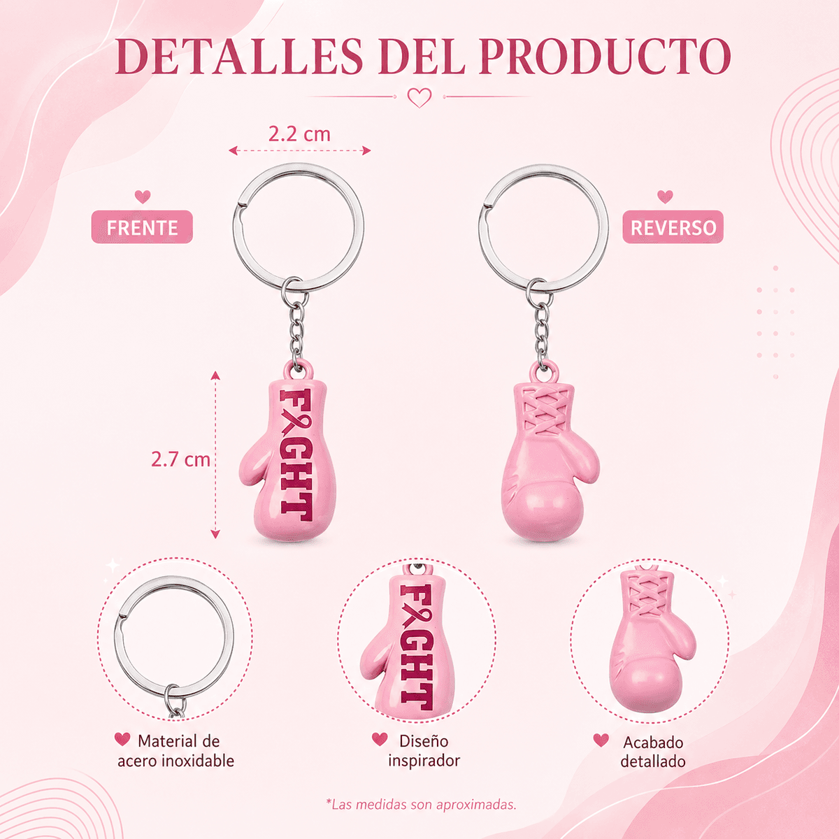 Llavero Guante Rosa, vista principal
