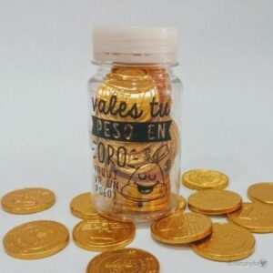 Tesoro de Chocolate: Frasco con Monedas